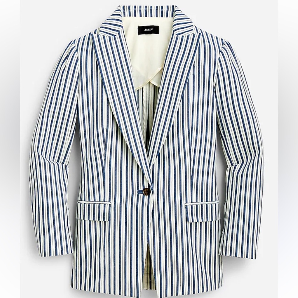 J. Crew Willa Blue and White Striped Blazer